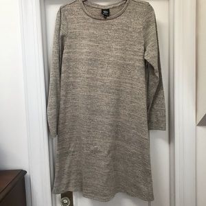 Bobeau long-sleeve dress, heather brown, size L